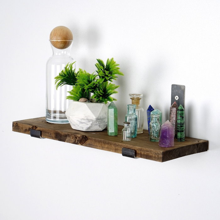 Hanah Home Estantería Decorativa de Pared Lam007 en Negro y Nogal